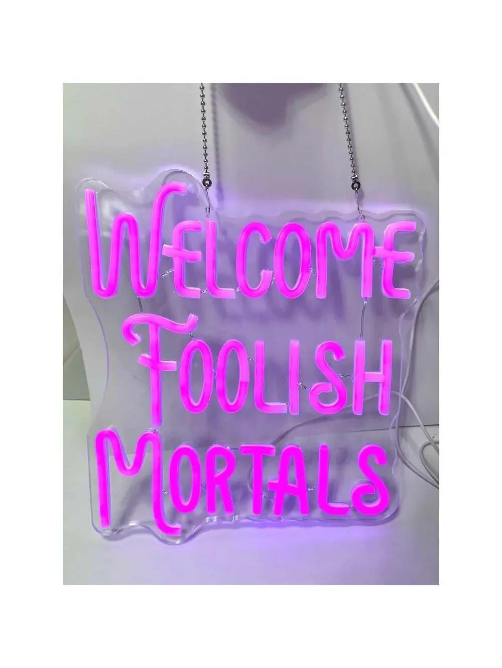 Welcome Foolish Mortals Neon Sign Dimmable Gothic Haunted Mansion LED Purple New